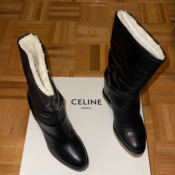 Celine Shoes - Hot Sale 🔥 CELINE HIGH BOOT IN CALFSKIN BLACK & LAMB SKIN